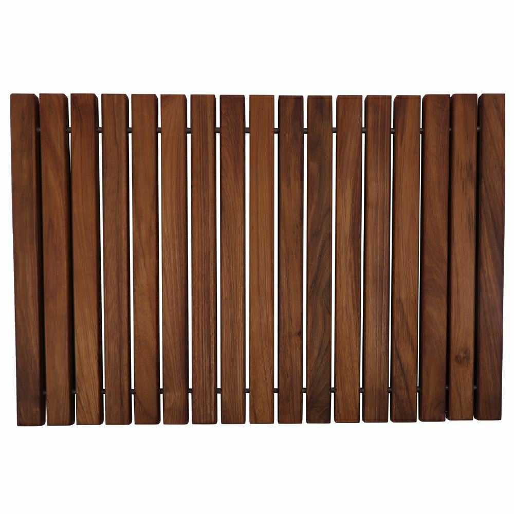 Plow & Hearth Sunriver Teak Shower and Bath String Mat with Rubber Feet 23.62" x 15.