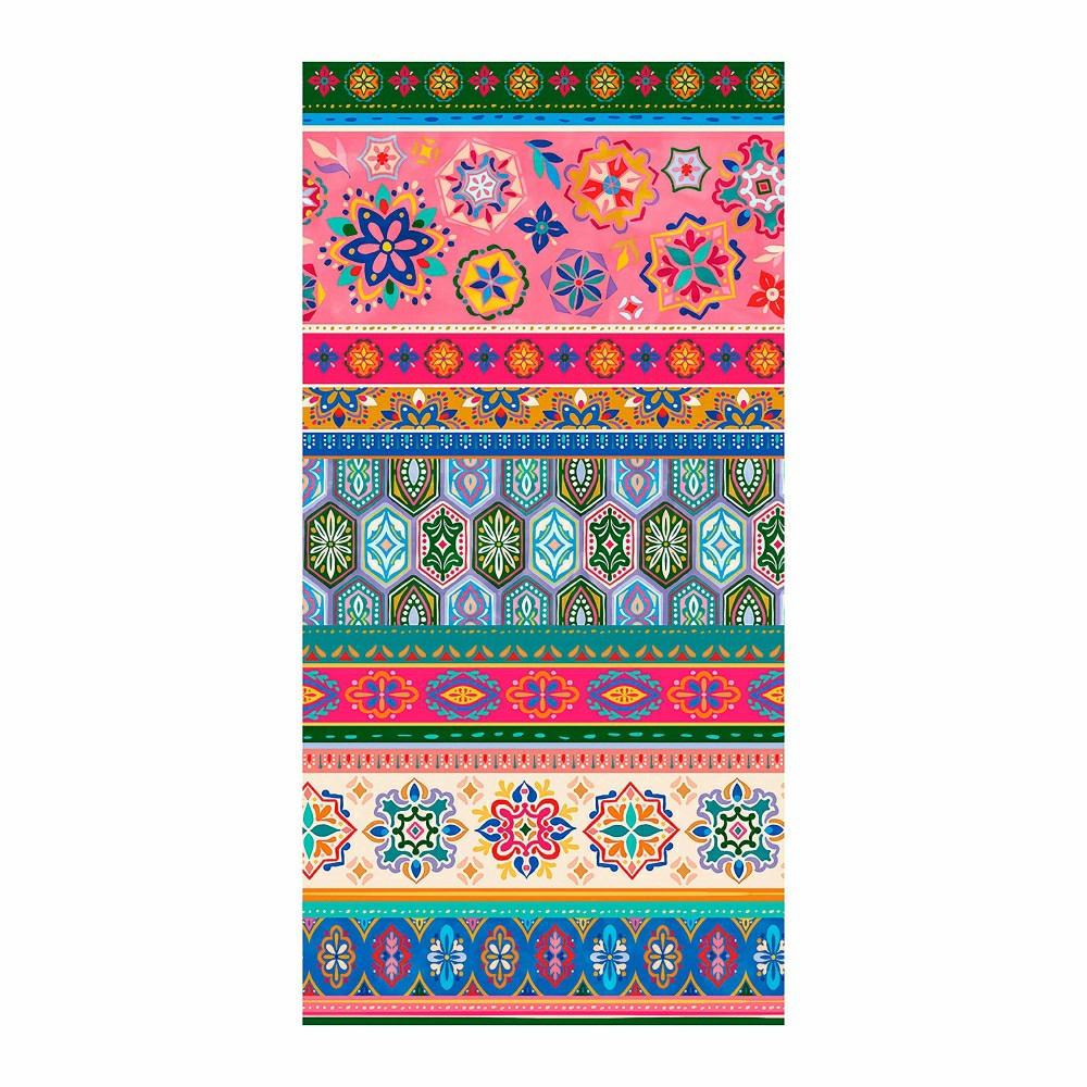 Plow & Hearth Geometric Tapestry Quick Dry Towel and Matching Carrying Case, 60" x 3