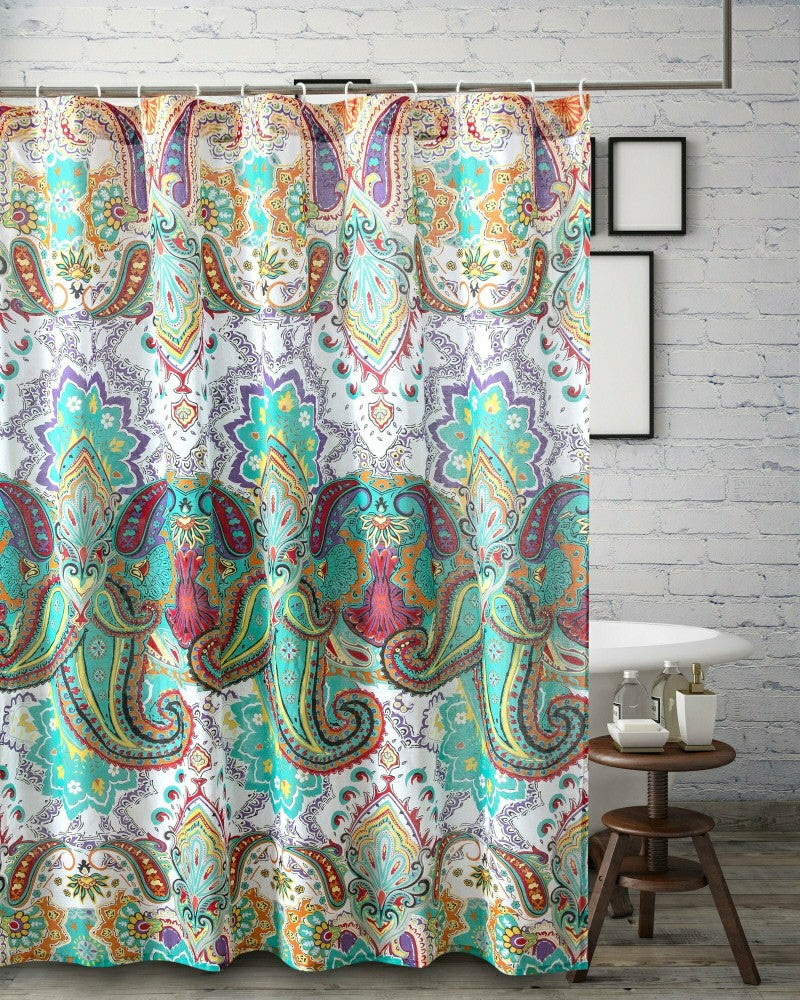 Plow & Hearth Nirvana Teal Shower Curtain