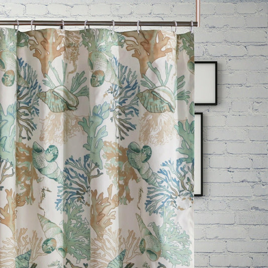 Plow & Hearth Atlantis Jade Shower Curtain