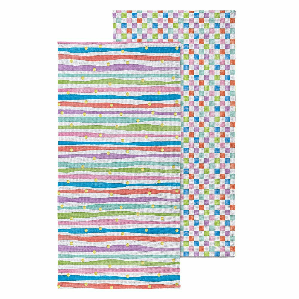 Plow & Hearth Stripes and Checkers Quick Dry Towel and Matching Carrying Case, 60" x