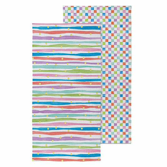 Plow & Hearth Stripes and Checkers Quick Dry Towel and Matching Carrying Case, 60" x