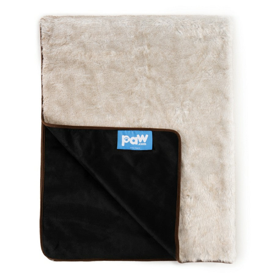 Plow & Hearth PupProtector™ Short Fur Waterproof Throw Blanket - White with Brown Ac