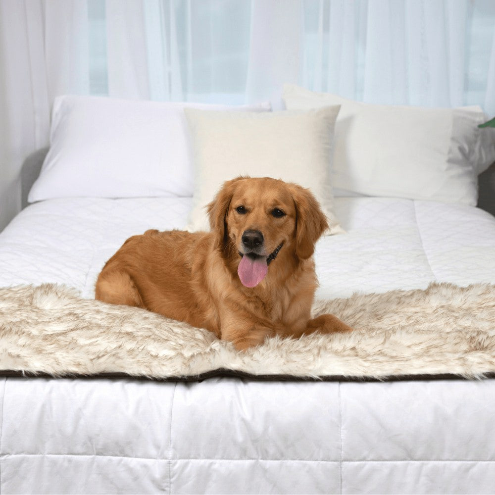 Plow & Hearth PupProtector™ Waterproof Bed Runner - White with Brown Accents