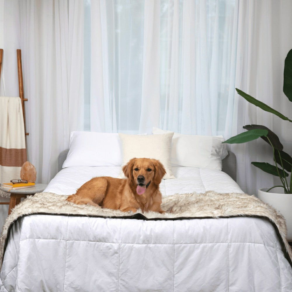 Plow & Hearth PupProtector™ Waterproof Bed Runner - White with Brown Accents