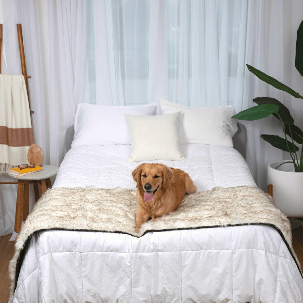 Plow & Hearth PupProtector™ Waterproof Bed Runner - White with Brown Accents