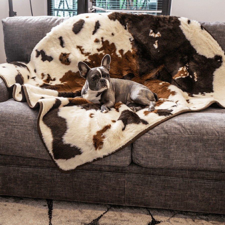 Plow & Hearth PupProtector™ Waterproof Throw Blanket - Brown Faux Cowhide