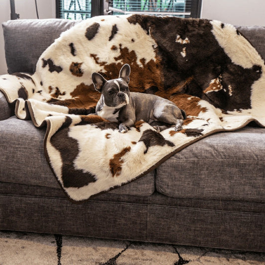 Plow & Hearth PupProtector™ Waterproof Throw Blanket - Brown Faux Cowhide