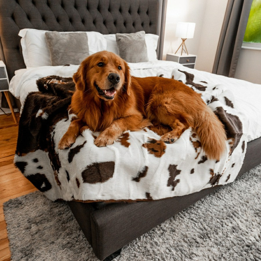 Plow & Hearth PupProtector™ Waterproof Throw Blanket - Brown Faux Cowhide