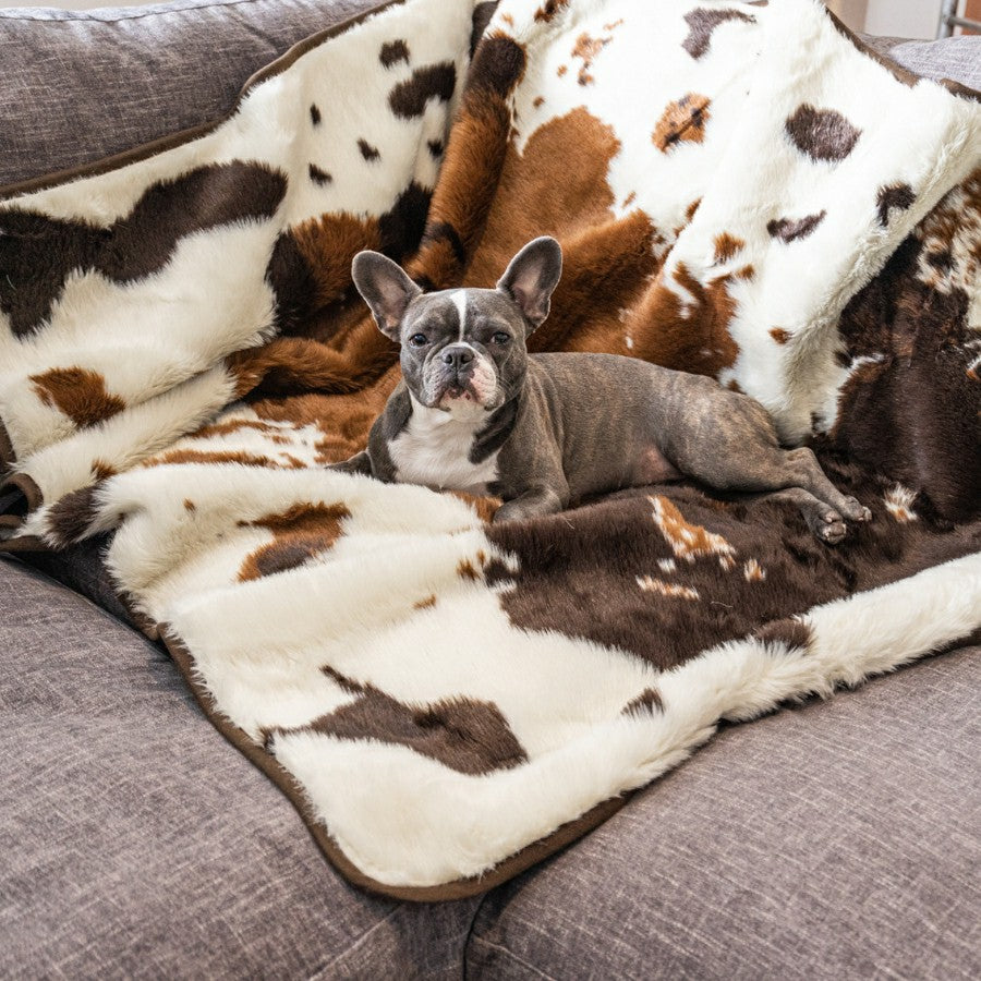 Plow & Hearth PupProtector™ Waterproof Throw Blanket - Brown Faux Cowhide