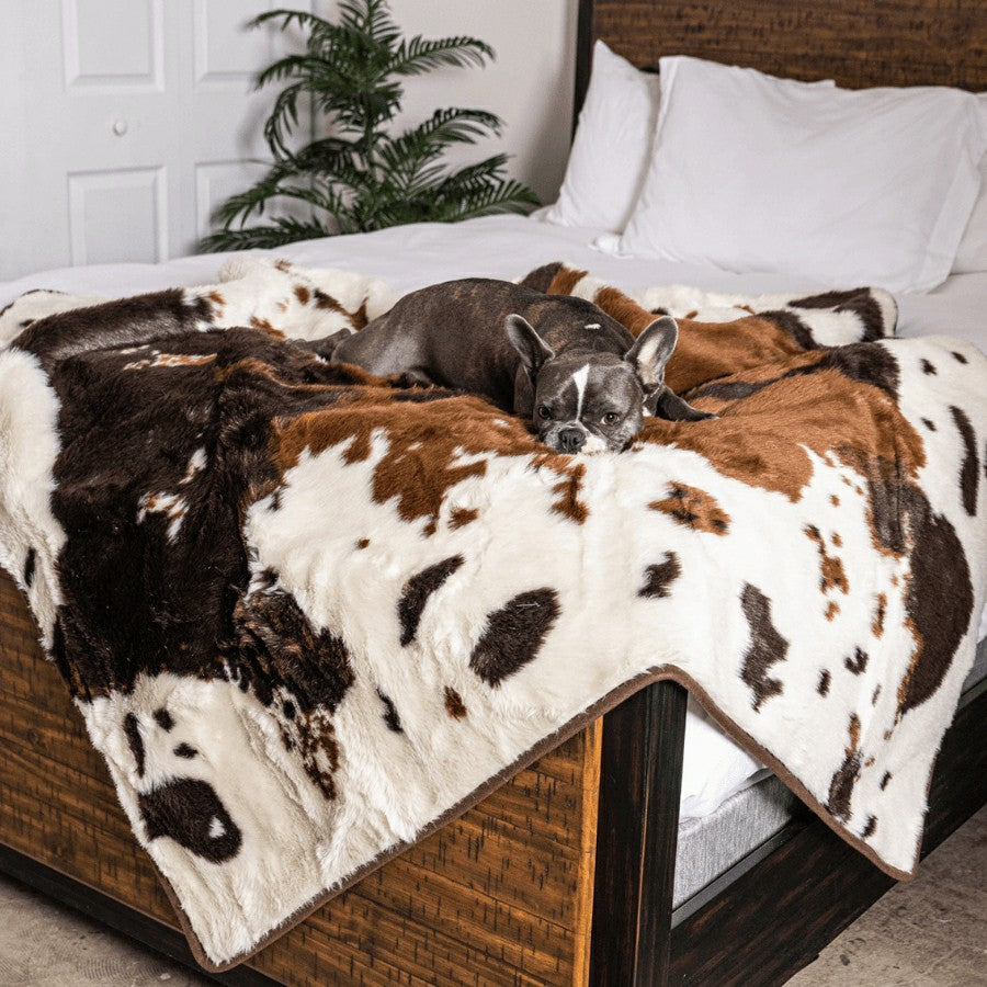 Plow & Hearth PupProtector™ Waterproof Throw Blanket - Brown Faux Cowhide
