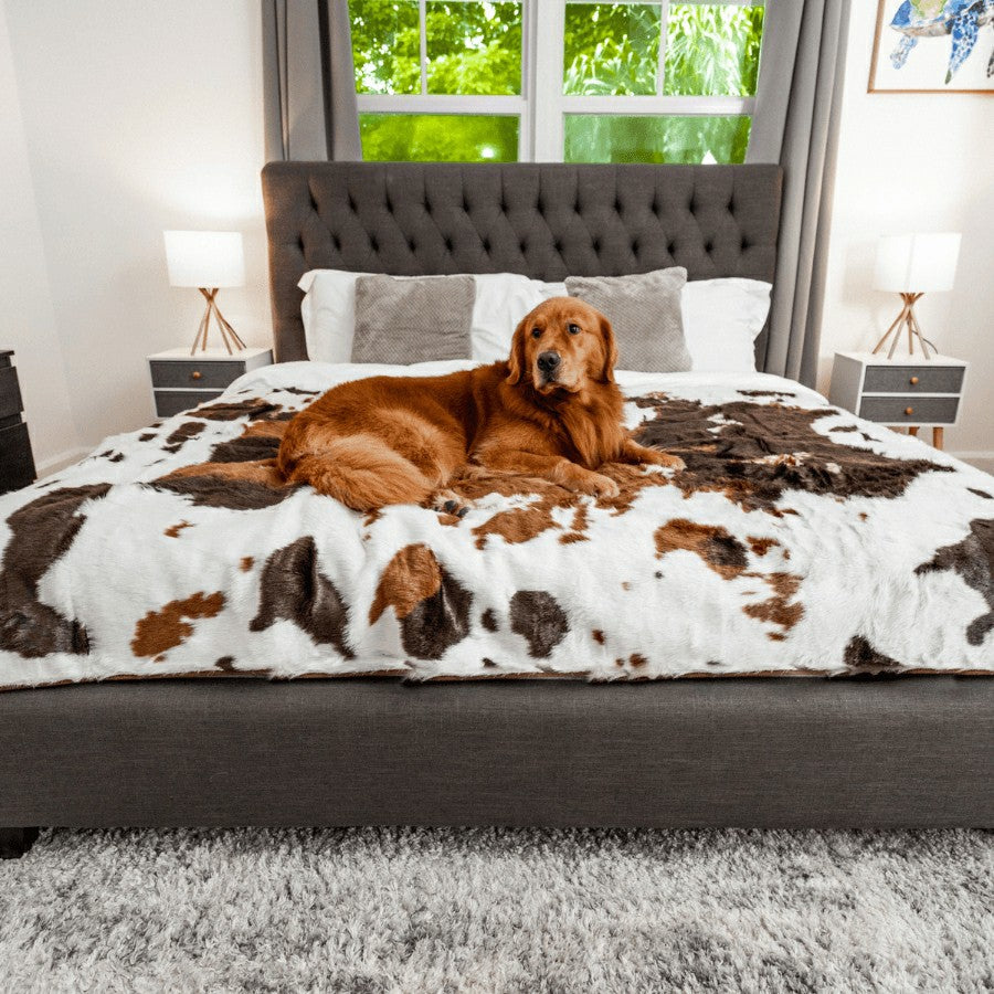 Plow & Hearth PupProtector™ Waterproof Throw Blanket - Brown Faux Cowhide