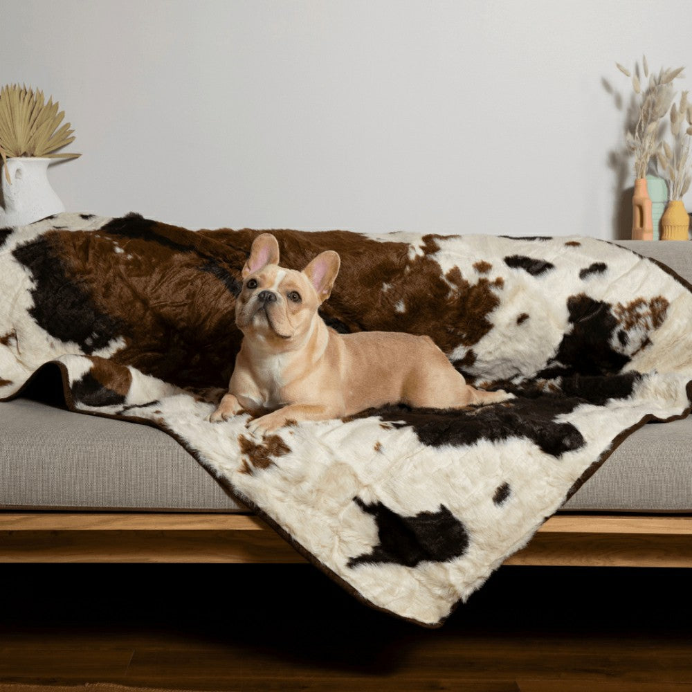 Plow & Hearth PupProtector™ Waterproof Throw Blanket - Brown Faux Cowhide