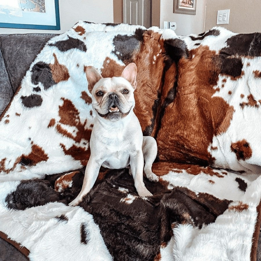Plow & Hearth PupProtector™ Waterproof Throw Blanket - Brown Faux Cowhide