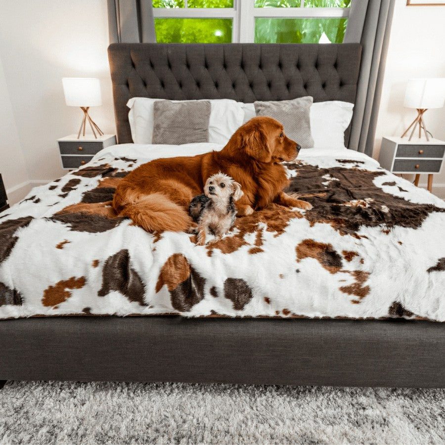 Plow & Hearth PupProtector™ Waterproof Throw Blanket - Brown Faux Cowhide