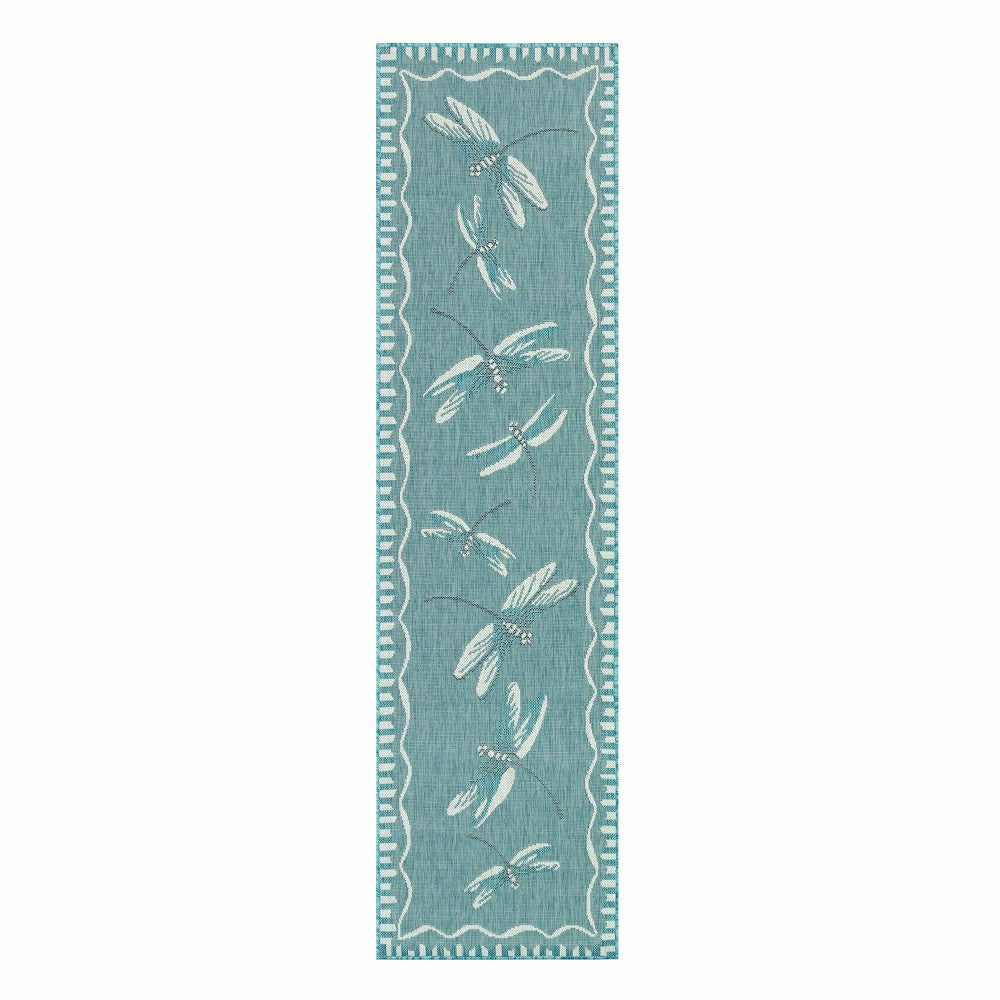 Plow & Hearth Indoor/Outdoor Dragonfly Rug, 23" x 7'6"