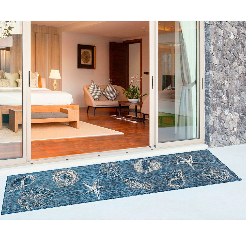 Plow & Hearth Indoor/Outdoor Textured Shells Polypropylene Runner, 23" x 7'6"