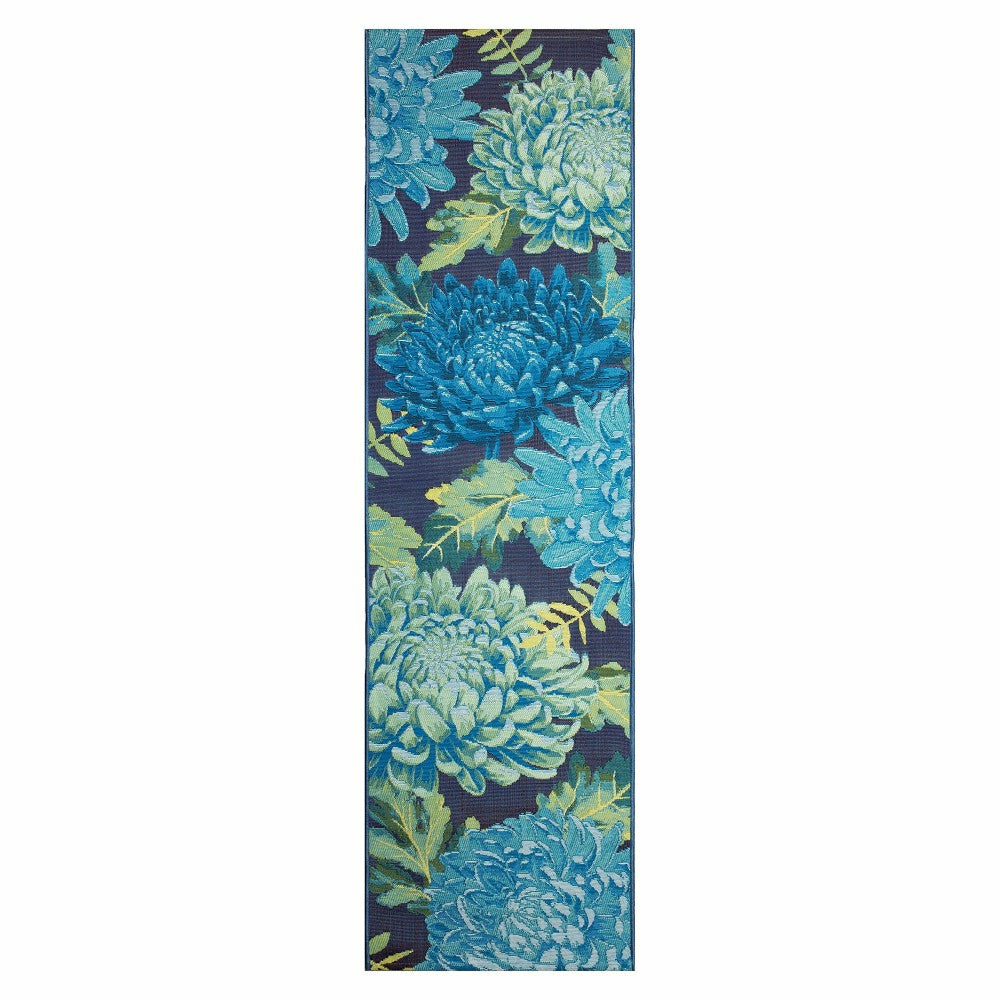 Plow & Hearth Indoor/Outdoor Chrysanthemum Polypropylene Rug, 23" x 7'6" Runner