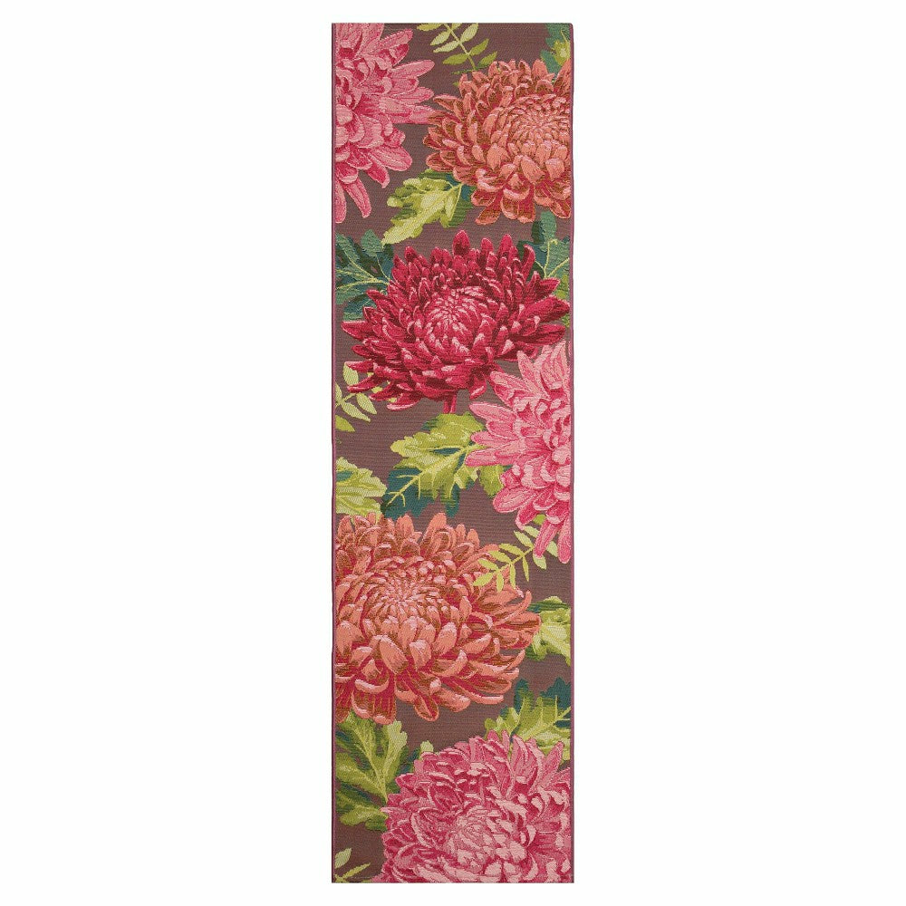 Plow & Hearth Indoor/Outdoor Chrysanthemum Polypropylene Rug, 23" x 7'6" Runner
