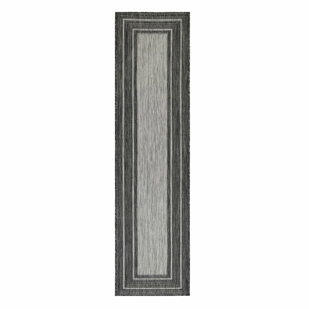 Plow & Hearth Indoor/Outdoor Textured Polypropylene Border Runner, 23" x 7'6"