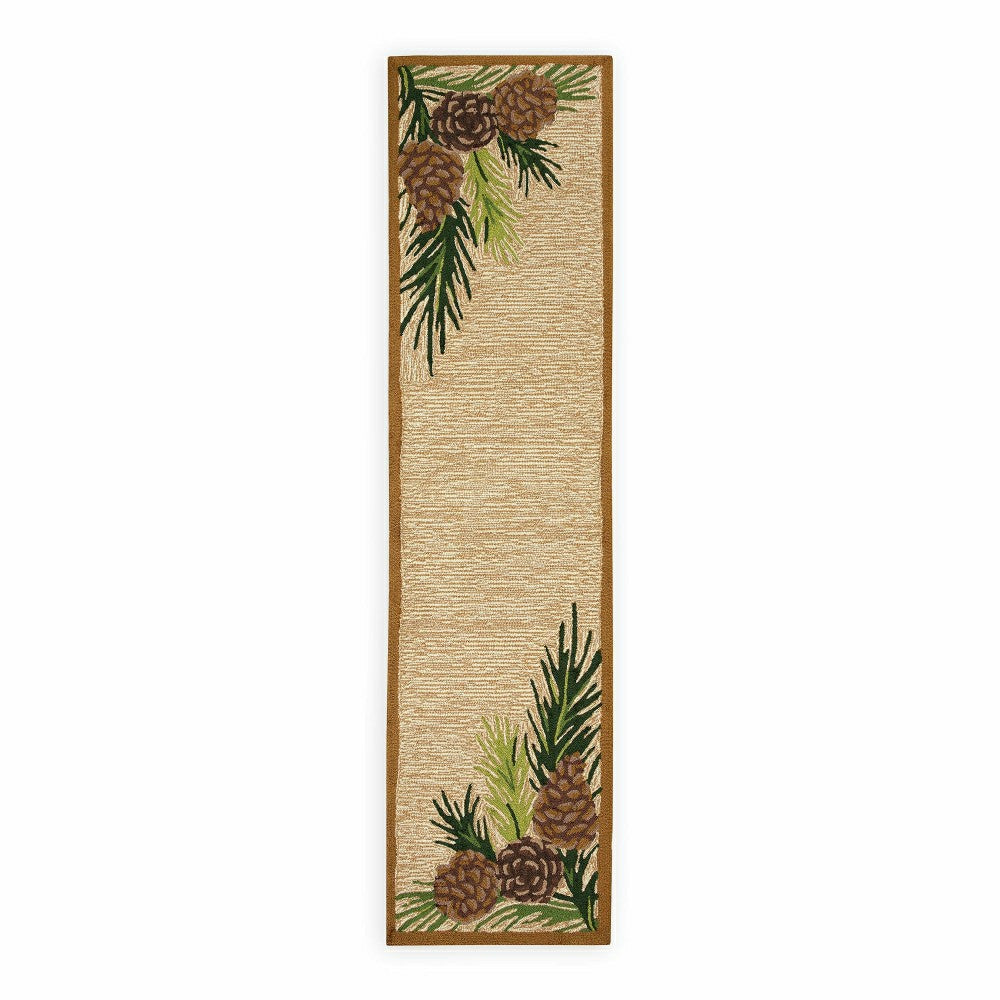 Plow & Hearth Indoor/Outdoor Forest Lake Border Rug, 2' x 8' Runner