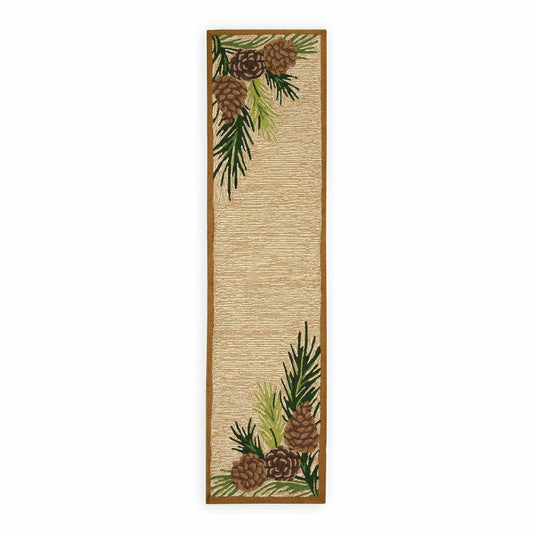 Plow & Hearth Indoor/Outdoor Forest Lake Border Rug, 2' x 8' Runner