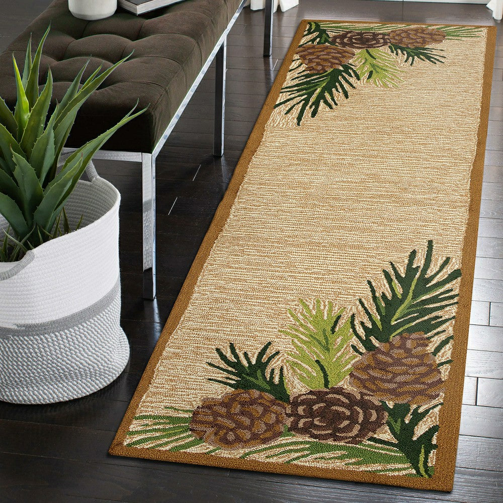 Plow & Hearth Indoor/Outdoor Forest Lake Border Rug, 2' x 8' Runner