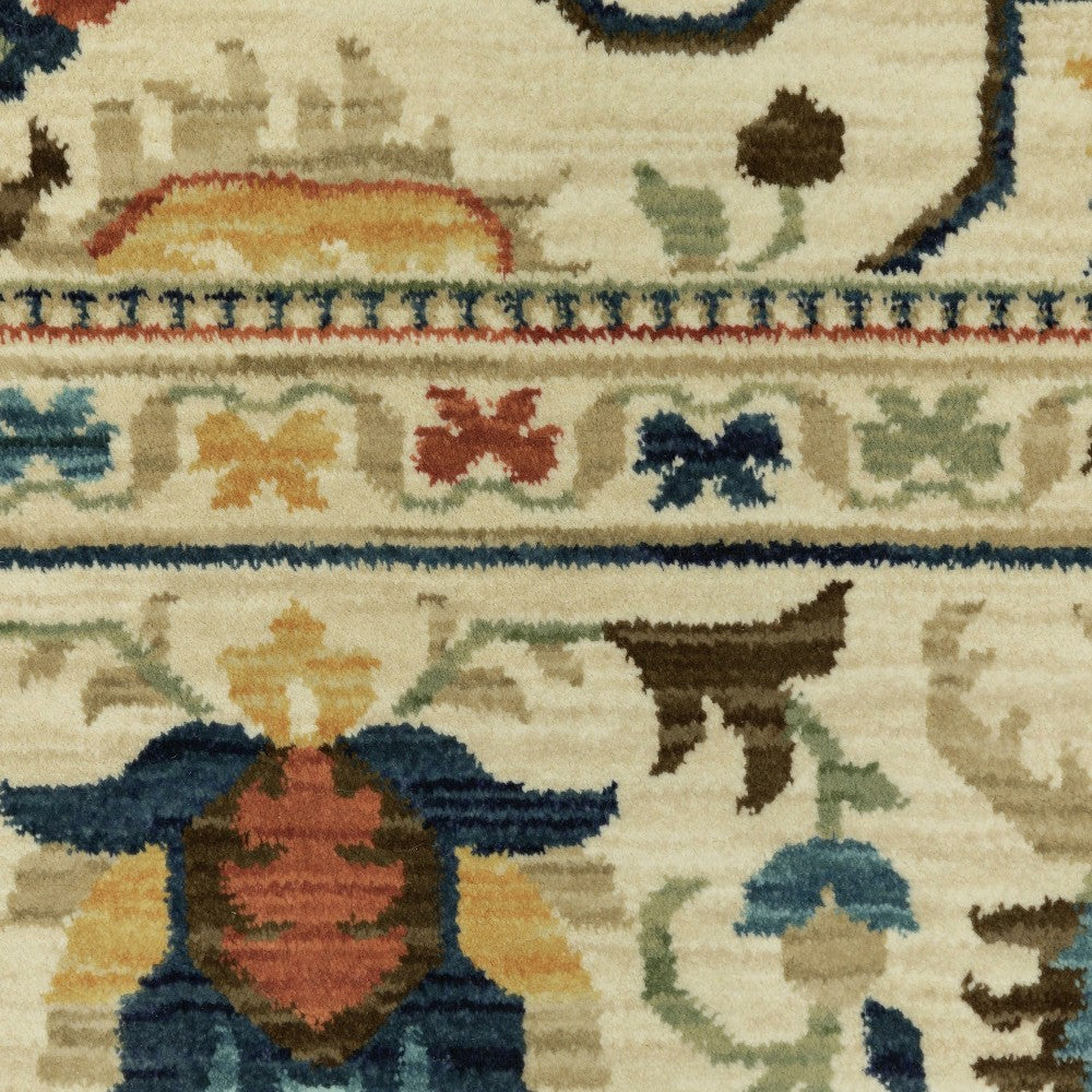 Plow & Hearth Indoor/Outdoor Clover Hill Border Polypropylene Rug, 2'3" x 7'6" Runne