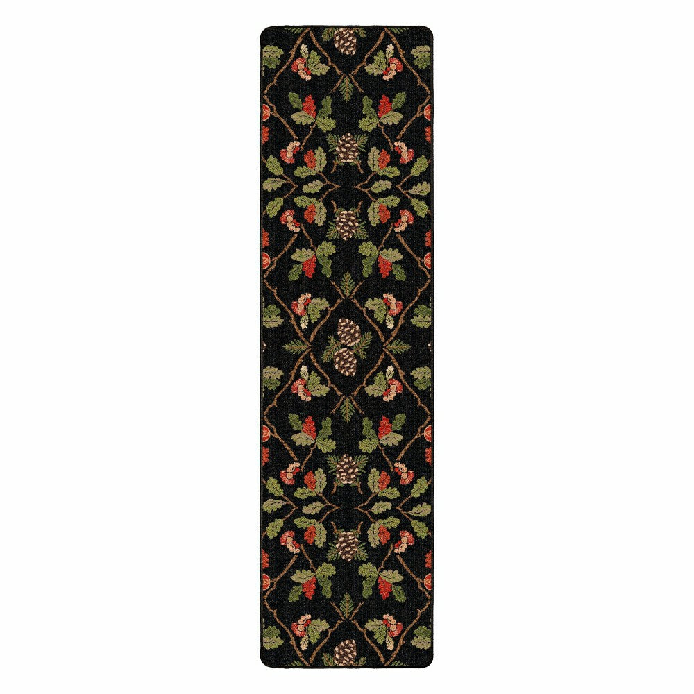 Plow & Hearth Oakwood Pine Cone and Oak Leaf Rug, 2'1" x 7'8" Runner