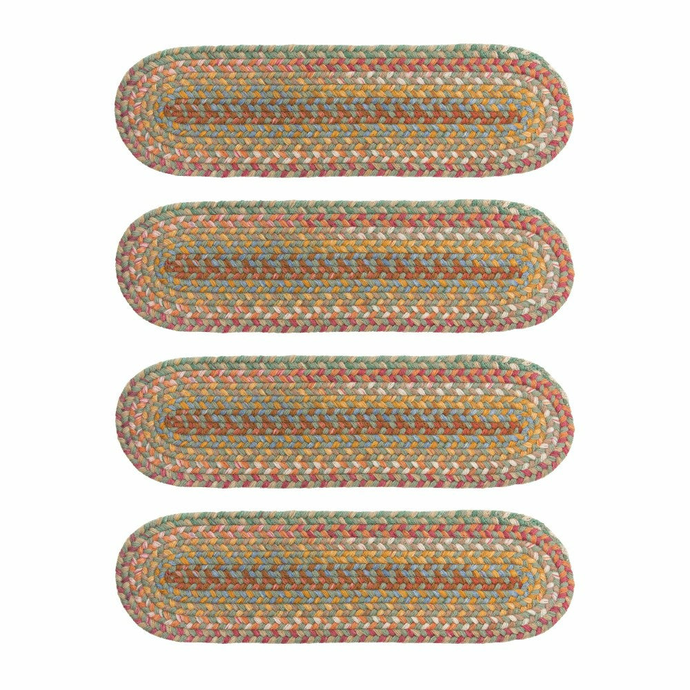 Plow & Hearth Blue Ridge Wool Oval Braided Stair Treads, Set of 4