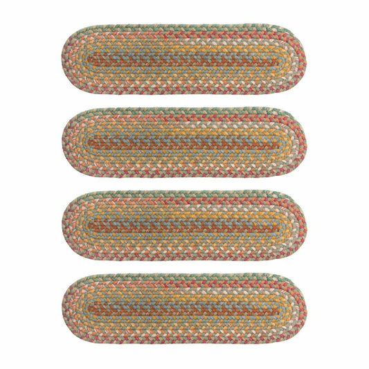 Plow & Hearth Blue Ridge Wool Oval Braided Stair Treads, Set of 4