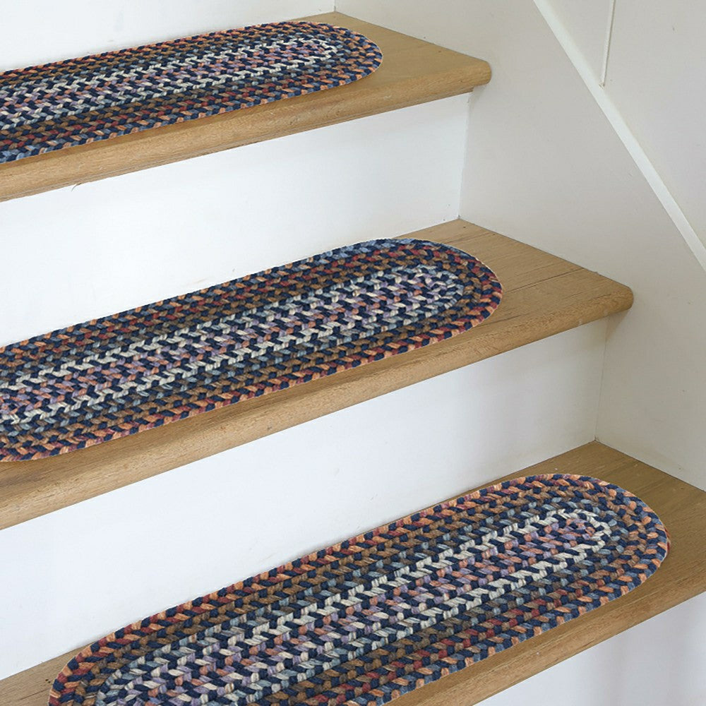Plow & Hearth Blue Ridge Wool Oval Braided Stair Treads, Set of 4