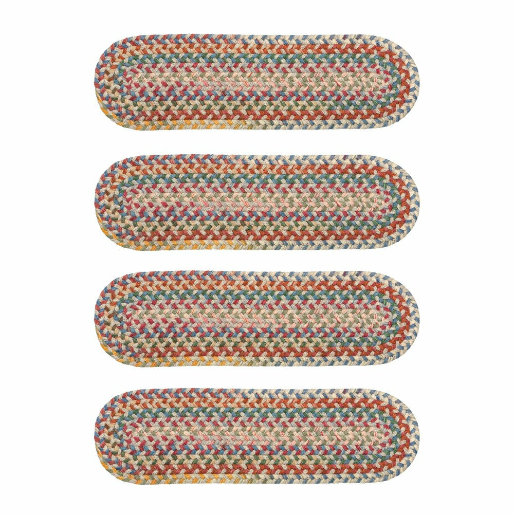 Plow & Hearth Blue Ridge Wool Oval Braided Stair Treads, Set of 4