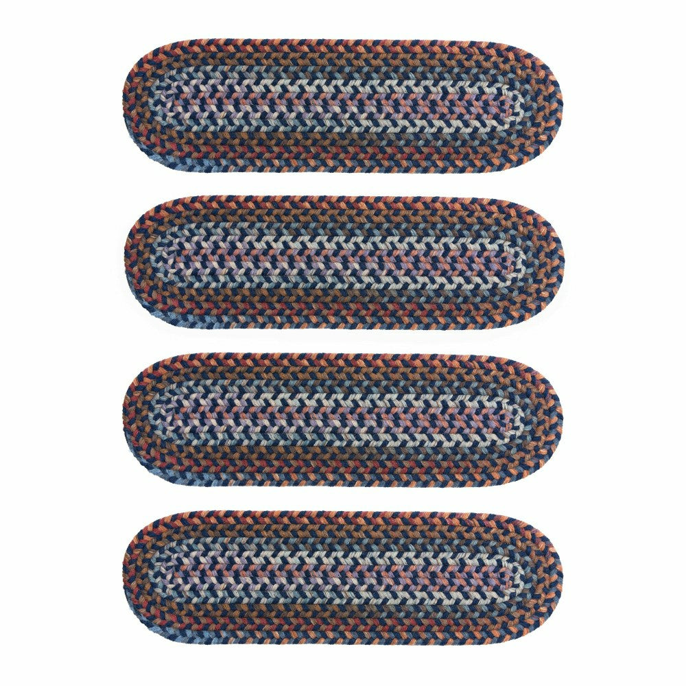 Plow & Hearth Blue Ridge Wool Oval Braided Stair Treads, Set of 4