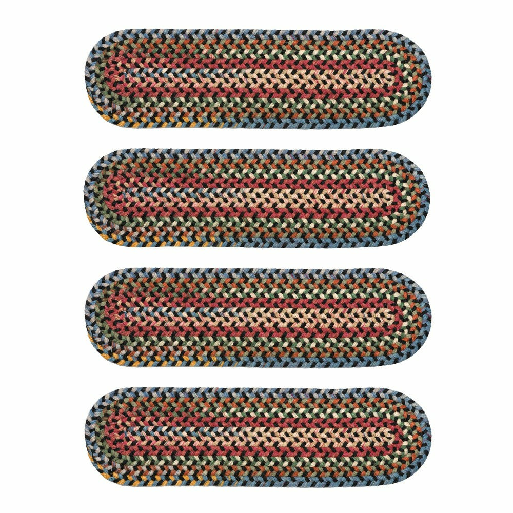Plow & Hearth Blue Ridge Wool Oval Braided Stair Treads, Set of 4