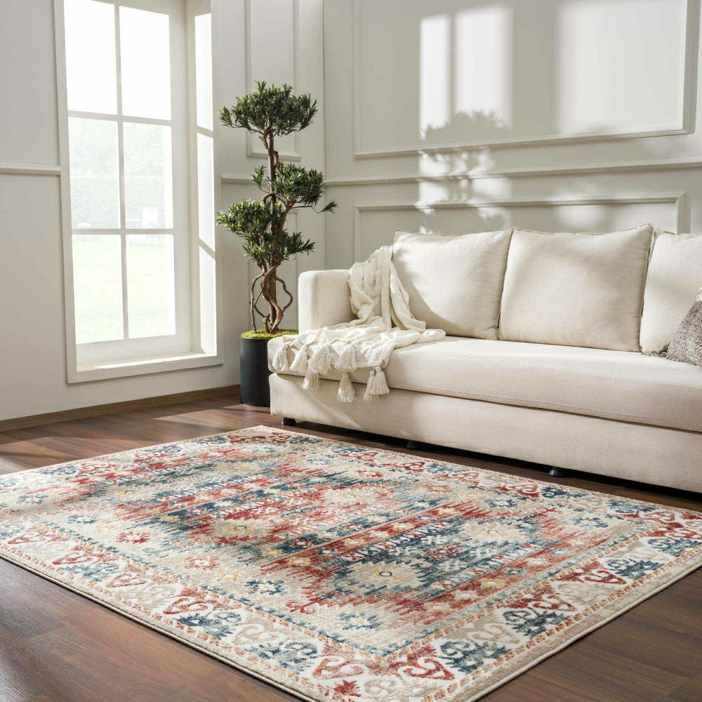 Plow & Hearth Bindi Blue & Rose Area Rug