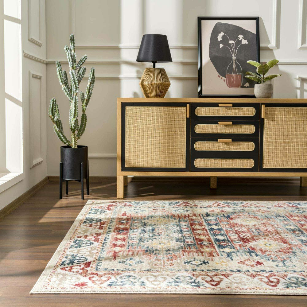 Plow & Hearth Bindi Blue & Rose Area Rug