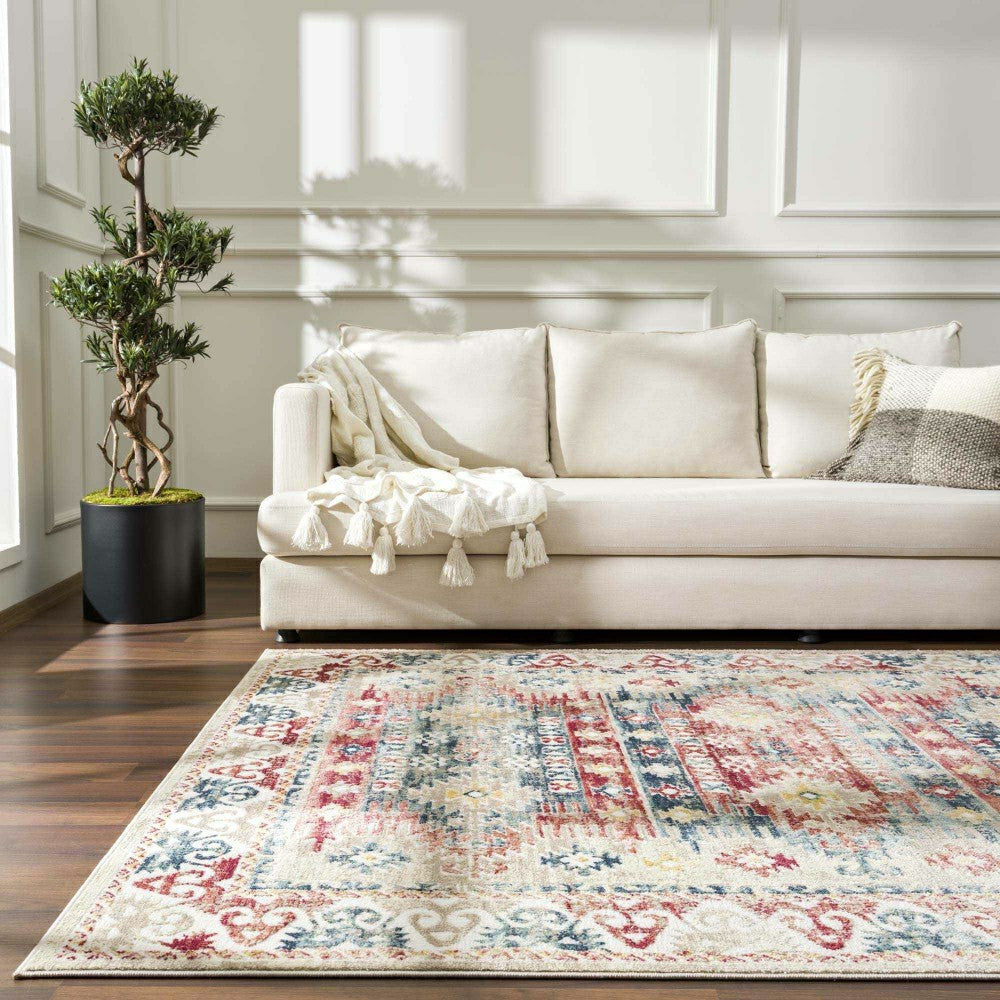 Plow & Hearth Bindi Blue & Rose Area Rug