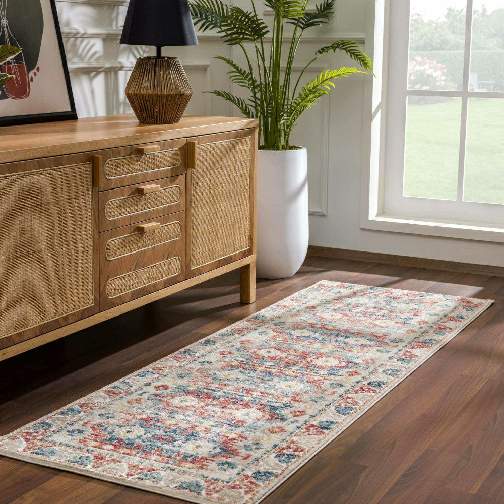 Plow & Hearth Bindi Blue & Rose Area Rug