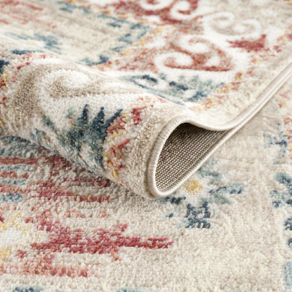 Plow & Hearth Bindi Blue & Rose Area Rug
