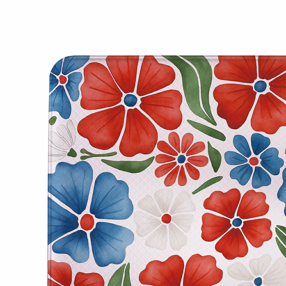 Plow & Hearth Red White & Bloom Anti-Fatigue Mat, Floral, 30"x18"