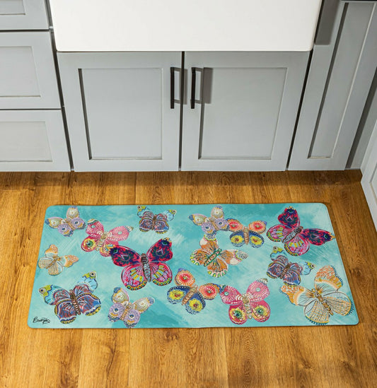 Plow & Hearth Seaside Retreat Anti-Fatigue Mat, Butterflies, 40"x20"
