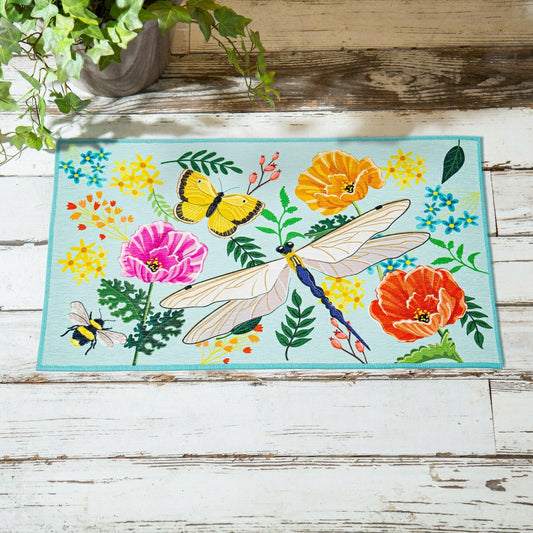 Plow & Hearth Greenhouse Garden Welcome Friends Washable Indoor/Outdoor Mat