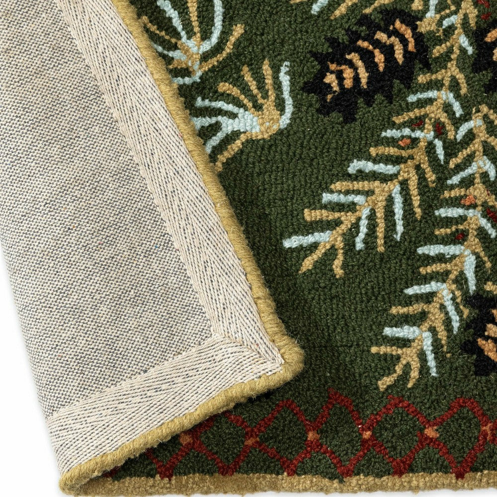 Plow & Hearth Hooked Wool Pine Cone Hearth Rug, 2' x 4'