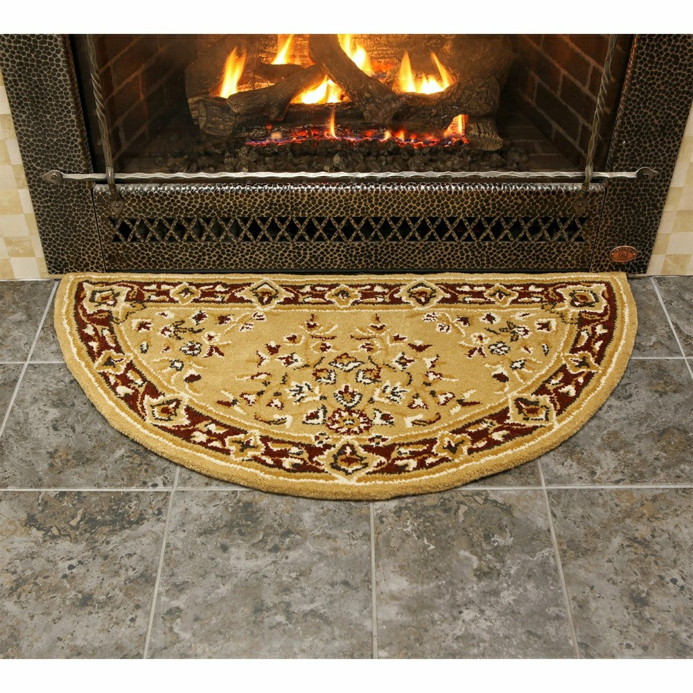 Plow & Hearth Oriental Half Round Wool Rug, 44"x22"