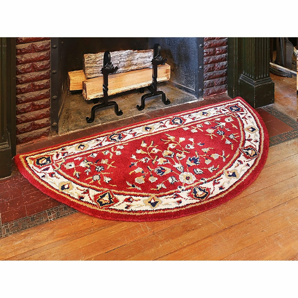 Plow & Hearth Oriental Half Round Wool Rug, 44"x22"