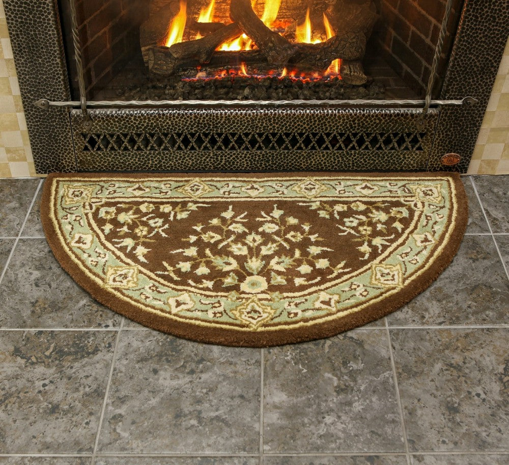 Plow & Hearth Oriental Half Round Wool Rug, 44"x22"