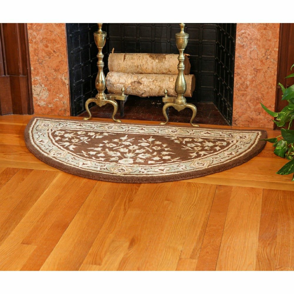 Plow & Hearth Oriental Half Round Wool Rug, 44"x22"