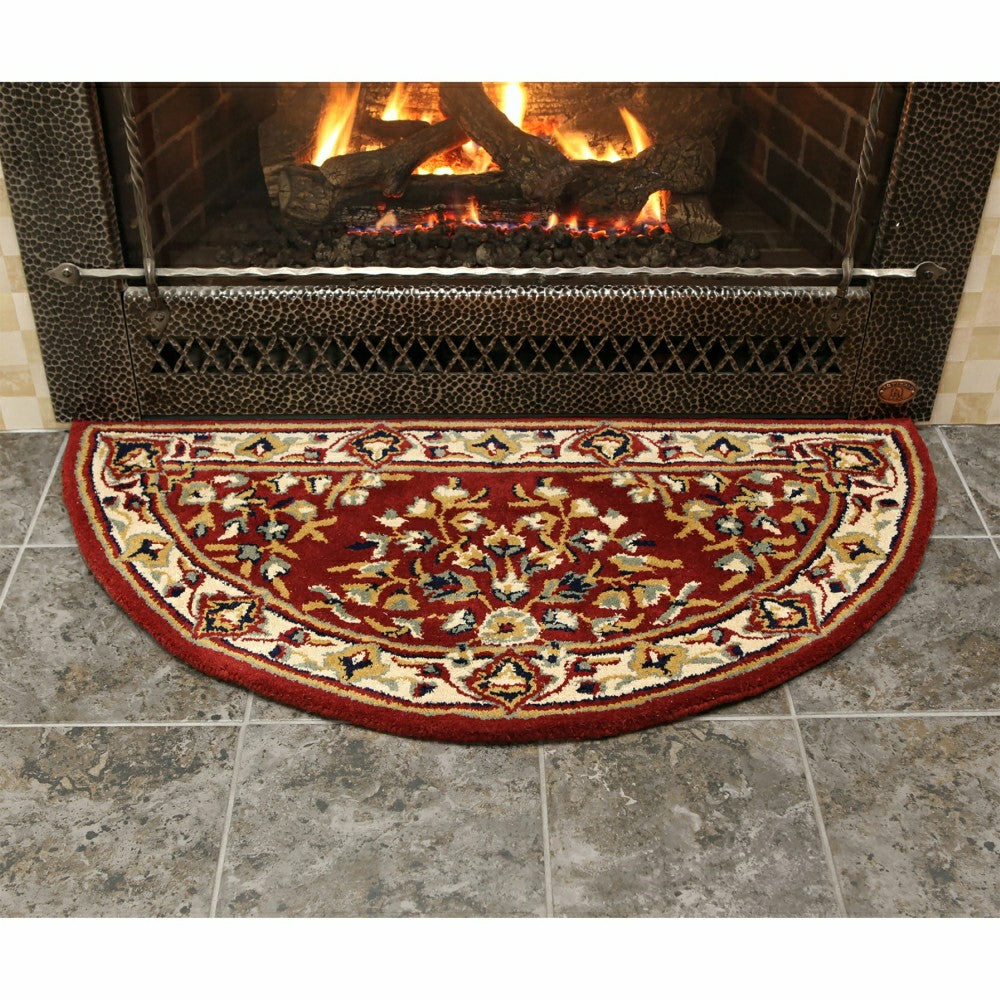 Plow & Hearth Oriental Half Round Wool Rug, 44"x22"