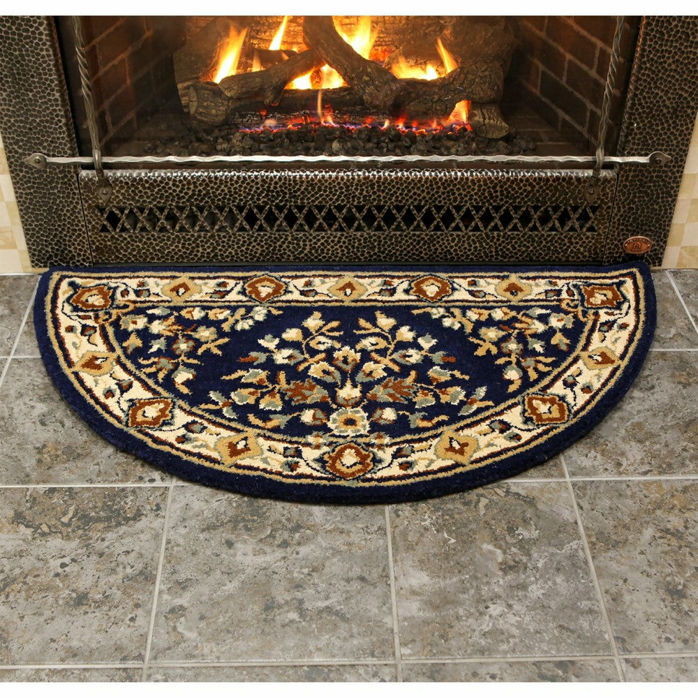 Plow & Hearth Oriental Half Round Wool Rug, 44"x22"